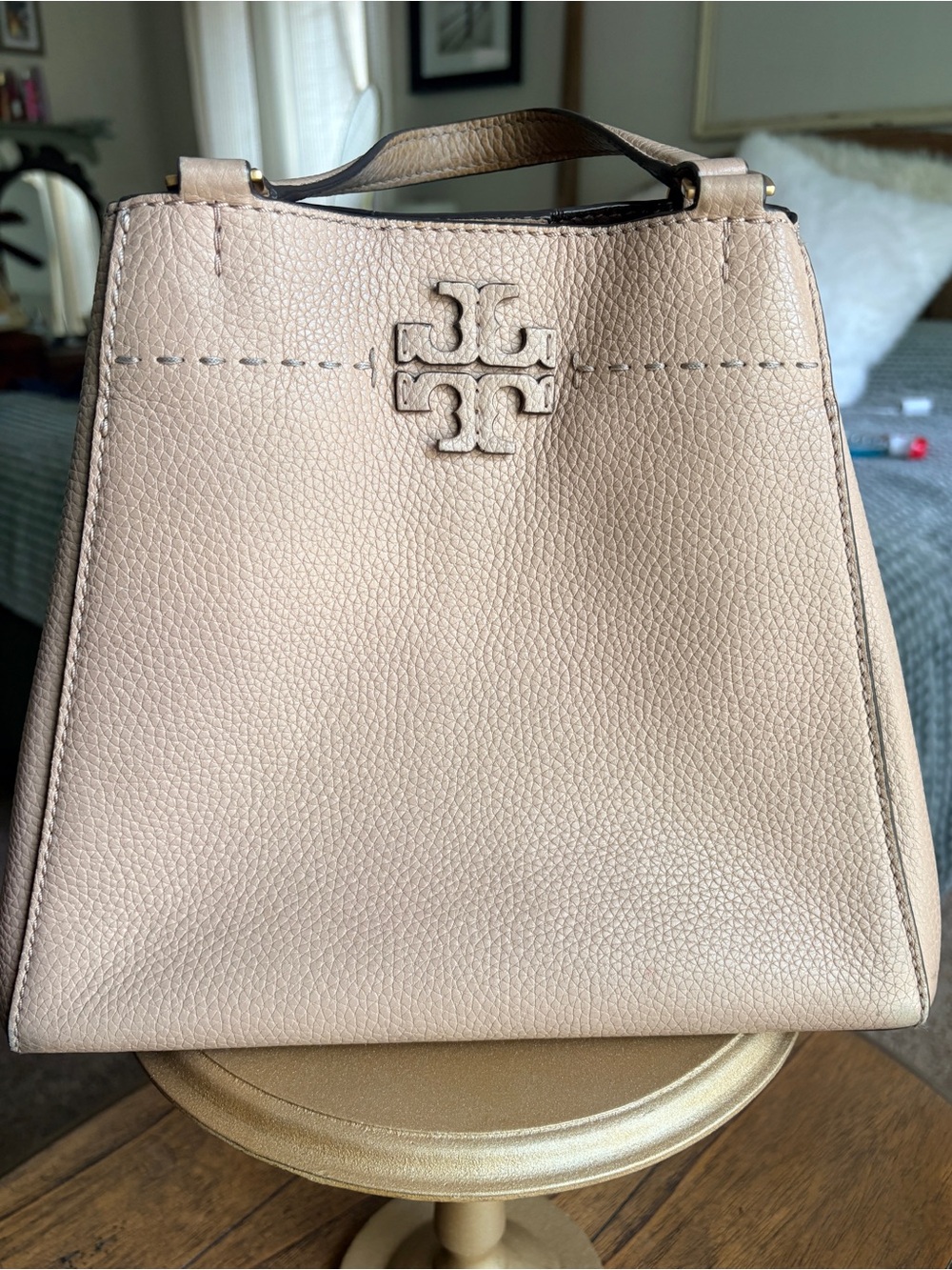 Tory Burch Blush Pebbled Leather McGraw Carryall